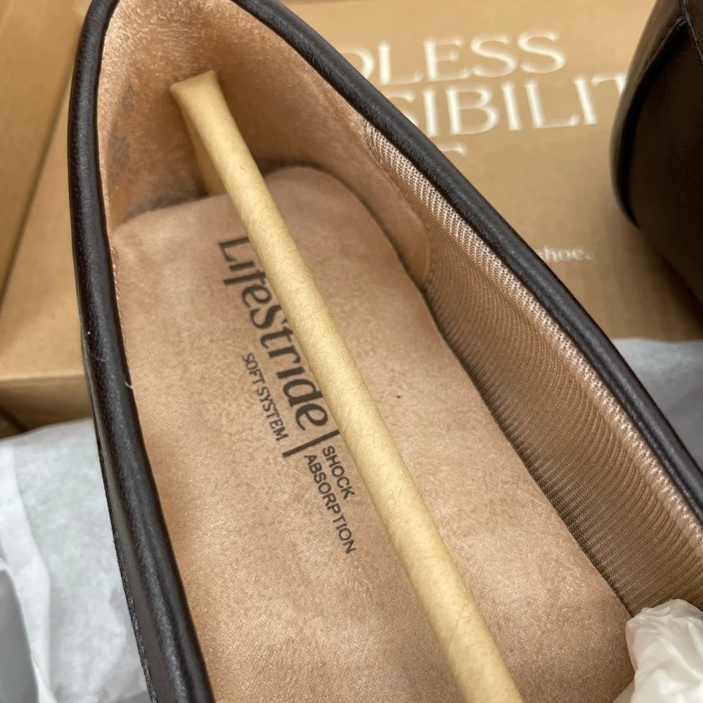 ⭐️Life Stride Women's Classic Riviera Dark Chocolate Loafers with Gold Accents